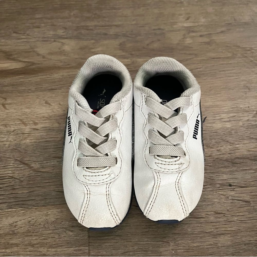 Puma Toddler Shoes Size 7C White Leather Low Top Lace Up Sneakers Unisex Kids